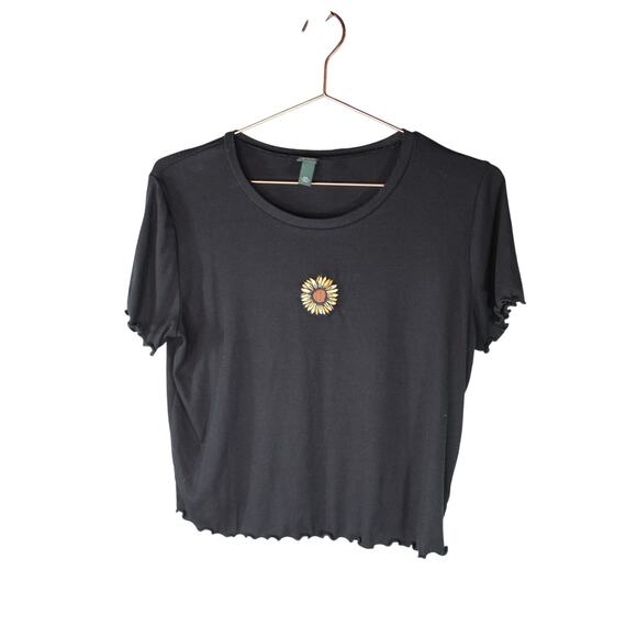 Wild Fable Y2K Retro Sunflower Daisy Embroidered Ruffle Sleeve Croptop XXL - Picture 1 of 5